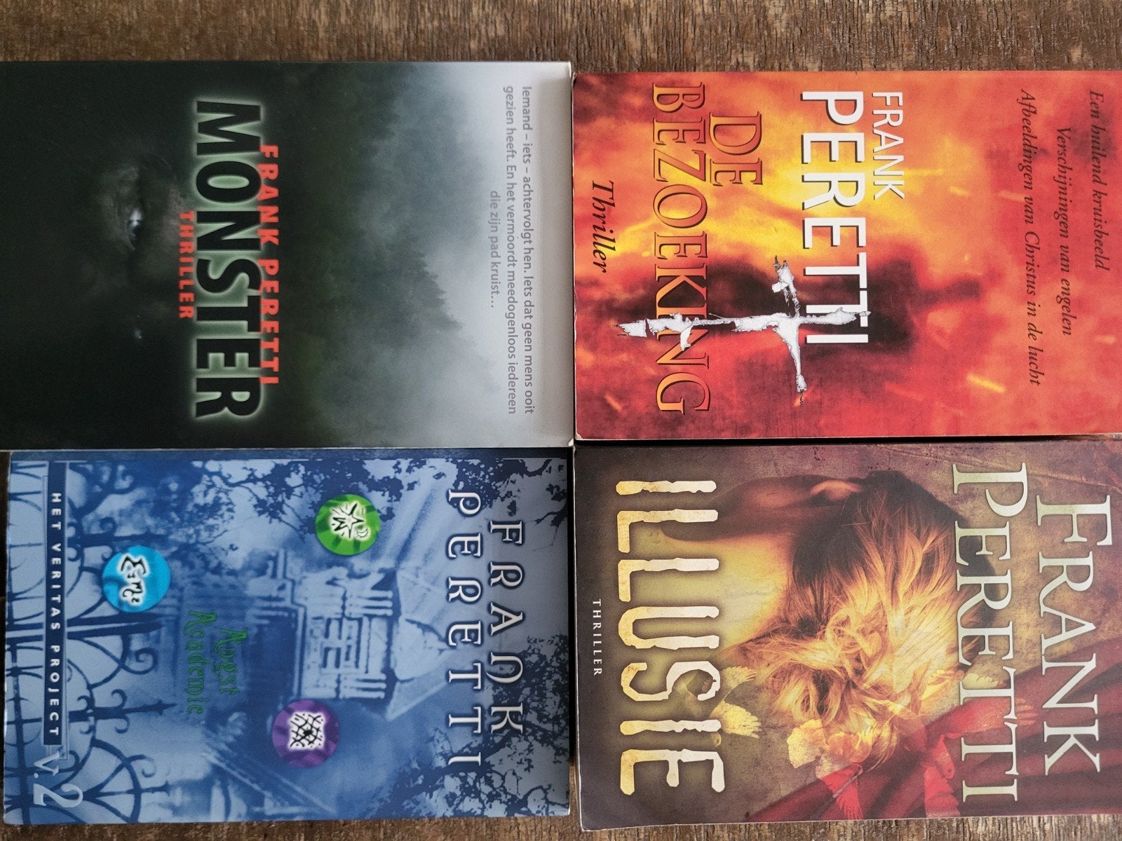 Frank Peretti Thriller Boeken: Monster, De Bezoeking, Illusi, Boeken, Ophalen of Verzenden, Gelezen, Frank Peretti, Nederland