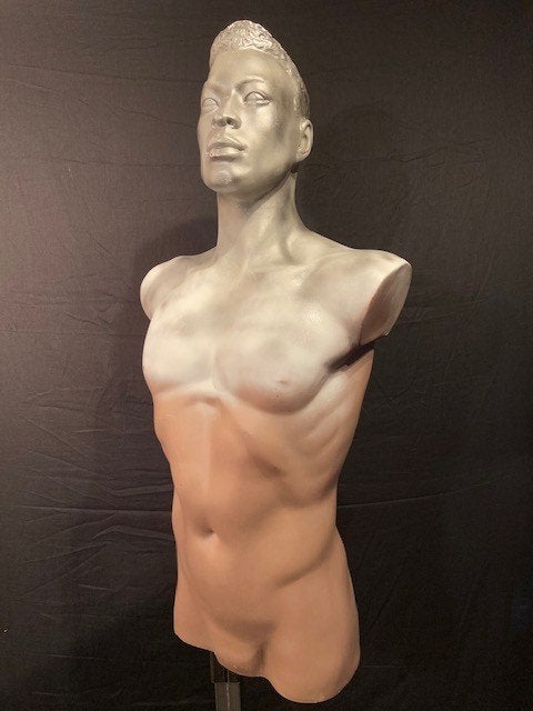 Vintage handgemaakte mannequin mannen torso, Aad Verboom, Kunststof, Beeld, Beschilderd, Man