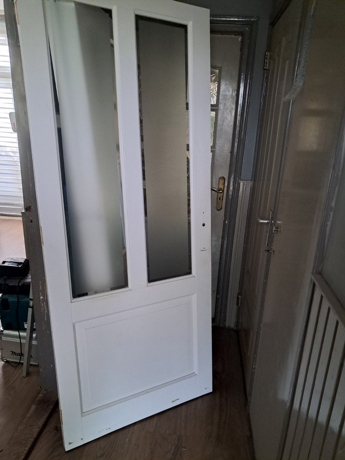 Zware stompe binnendeur 82x201,5 met facetglas, Doe-het-zelf en Verbouw, Deuren en Horren, Ophalen, Gebruikt, 80 tot 100 cm, Binnendeur