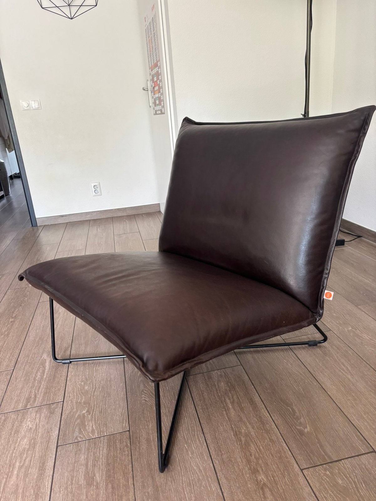 Leren designstoel Jess, Huis en Inrichting, Fauteuils, Ophalen, Gebruikt, 75 tot 100 cm, Leer