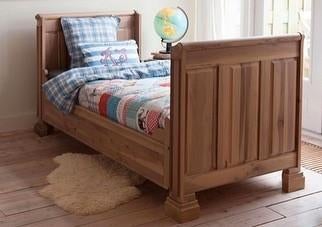 Wit massief houten bed van Opsetims "Thomas", Ophalen, 85 tot 100 cm, Gebruikt, Lattenbodem
