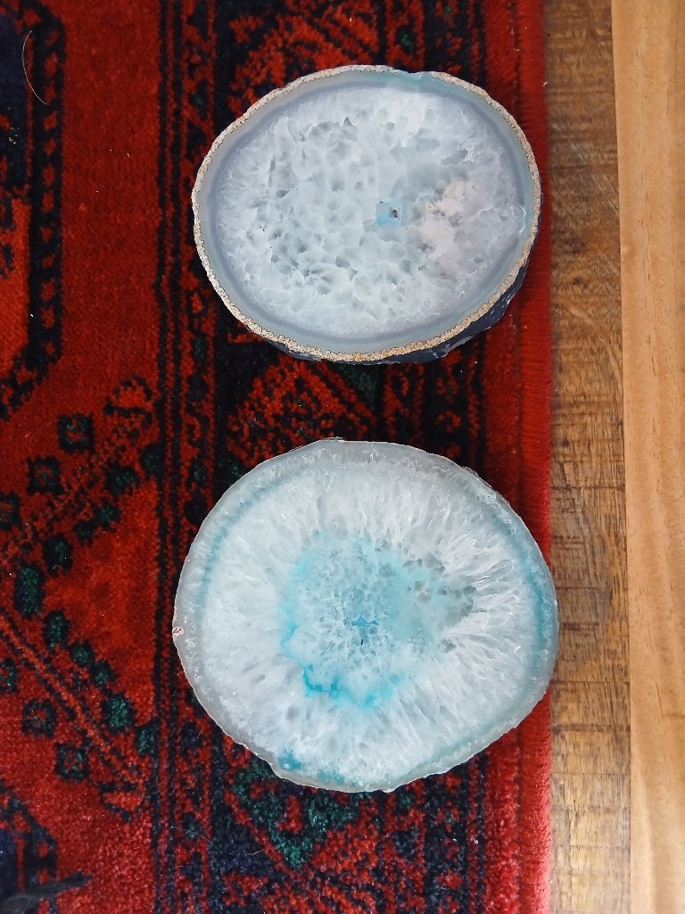 Licht blauw agaat schijven, Ophalen, Mineraal