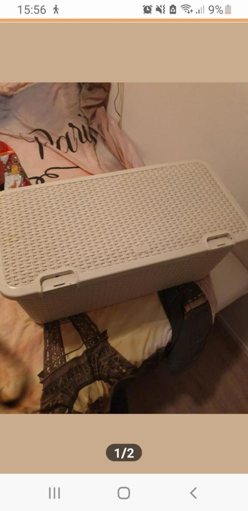 Opbergbox met deksel, kunststof, wit, Ophalen, Kunststof, Gebruikt, 50 tot 100 cm