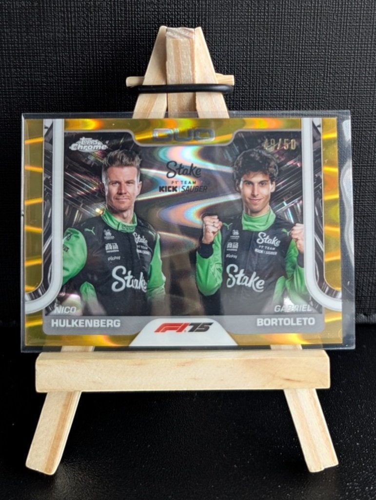 2025 Topps f1 Nico Hulkenberg / Gabriel Bortoleto gold /50, Hobby en Vrije tijd, Ophalen of Verzenden, Nieuw, Plaatje