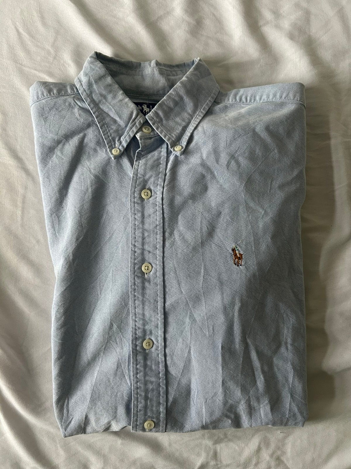 Ralph lauren blouse lichtblauw maat XL, Ophalen of Verzenden, Zo goed als nieuw, Blauw, Halswijdte 43/44 (XL)