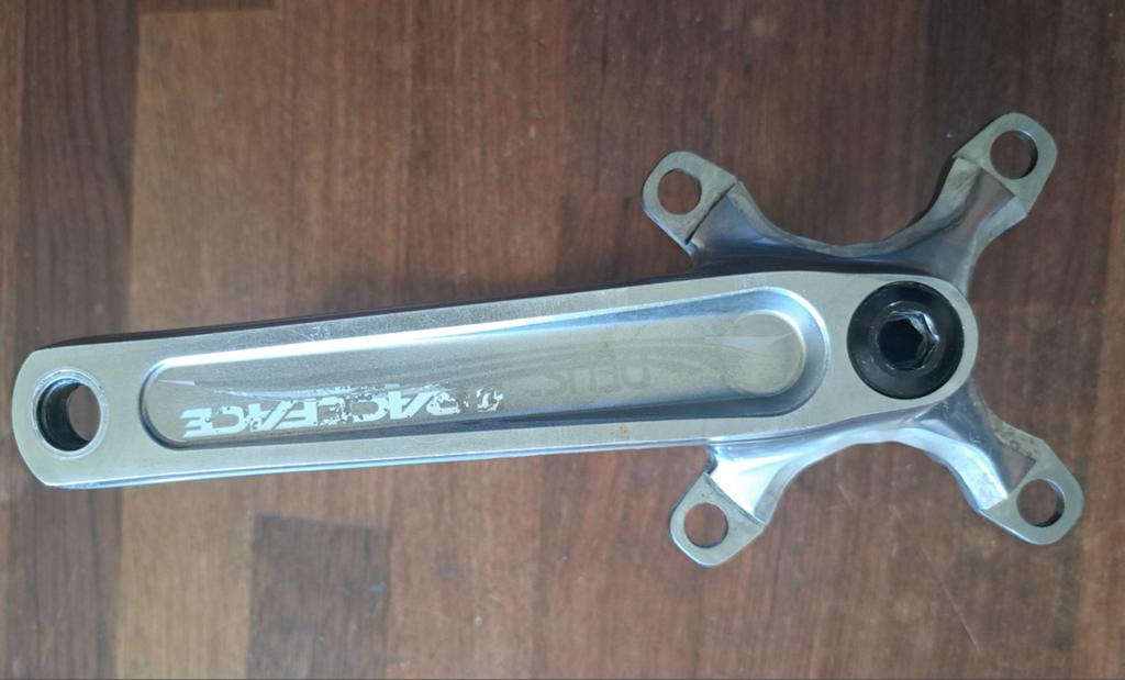 Race Face Deus met titanium as, Crankstel of Pedalen, Gebruikt, Ligfiets, Titanium