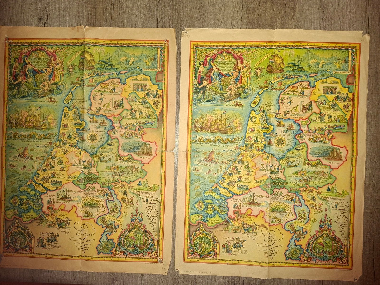 2x Landkaart Nederland Ton van Tast (Anton van der Valk), Boeken, Gelezen, Ophalen of Verzenden, Landkaart, 1800 tot 2000