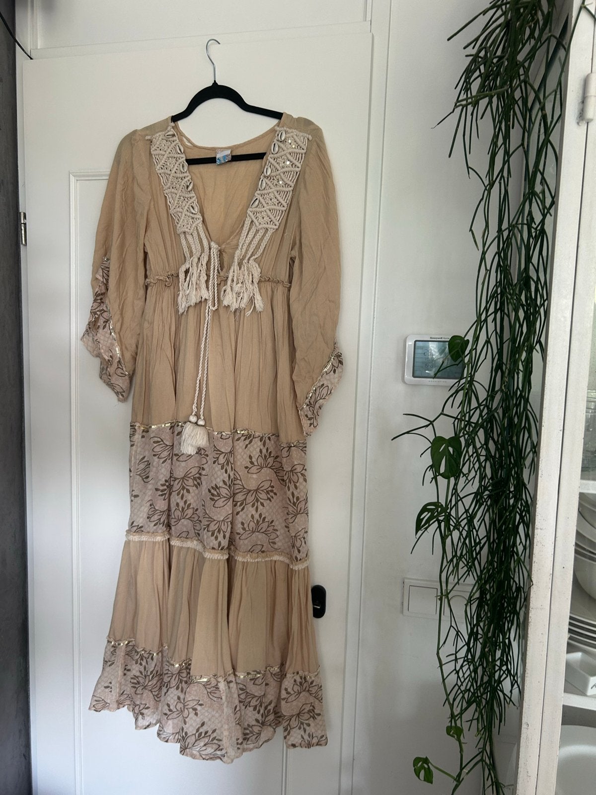 Boho Ibiza Zomerjurk Maxidress Isla Ibiza M/L, Maat 38/40 (M), Beige, Ophalen of Verzenden, Zo goed als nieuw