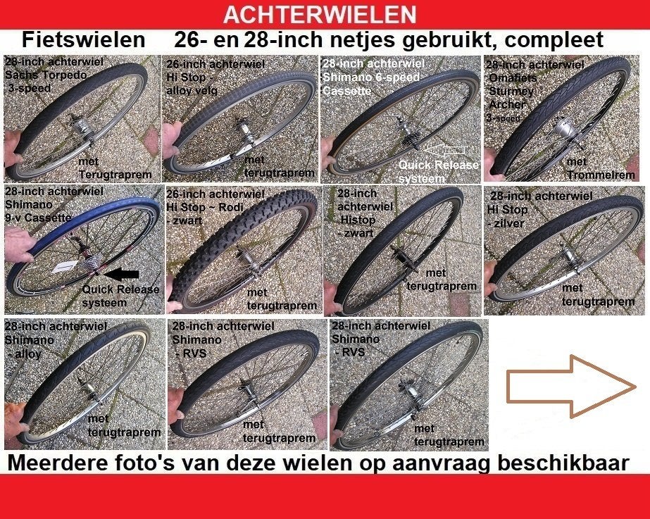 Fiets achterwielen 26- en 28-inch gebruikt compleet met band, Fietsen en Brommers, Ophalen, Gebruikt, Wiel