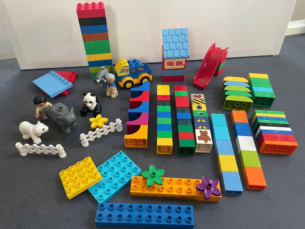 Grote partij Duplo bouwstenen met extra figuren en dieren, Ophalen, Gebruikt