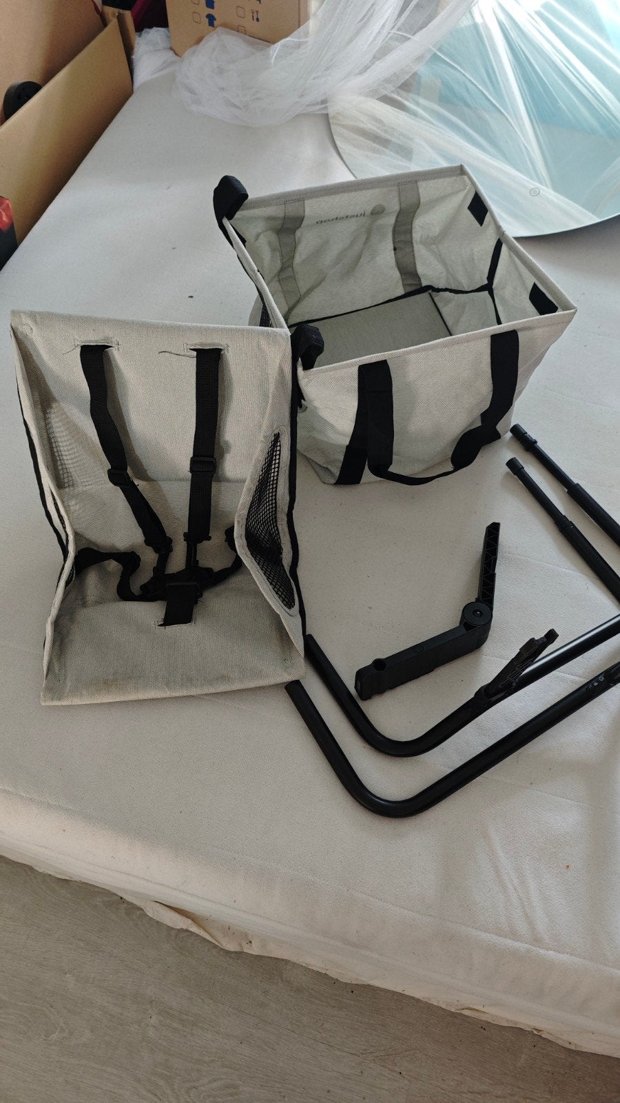 Complete set Just Sit beige kinderwagenzitje en boodschappen, Ophalen, Zo goed als nieuw, Kinderwagen, Overige merken