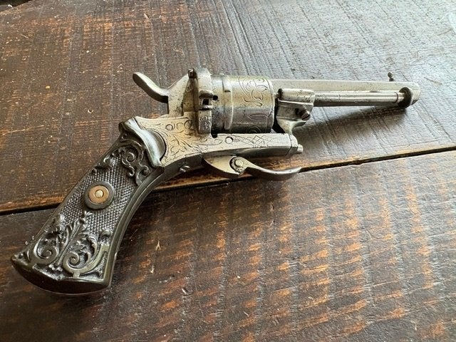 Antieke Penvuur Revolver - Zeer Fraai, Verzamelen, Ophalen, Landmacht, Nederland
