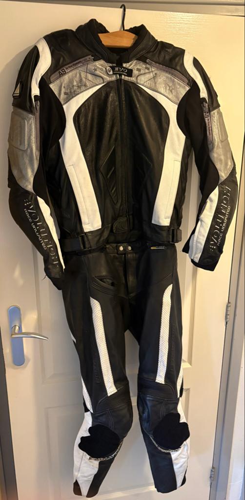 Evolution leren motorpak 2-delig, jas 52, broek 50, Motoren, Ophalen of Verzenden, Tweedehands, Heren, Combipak