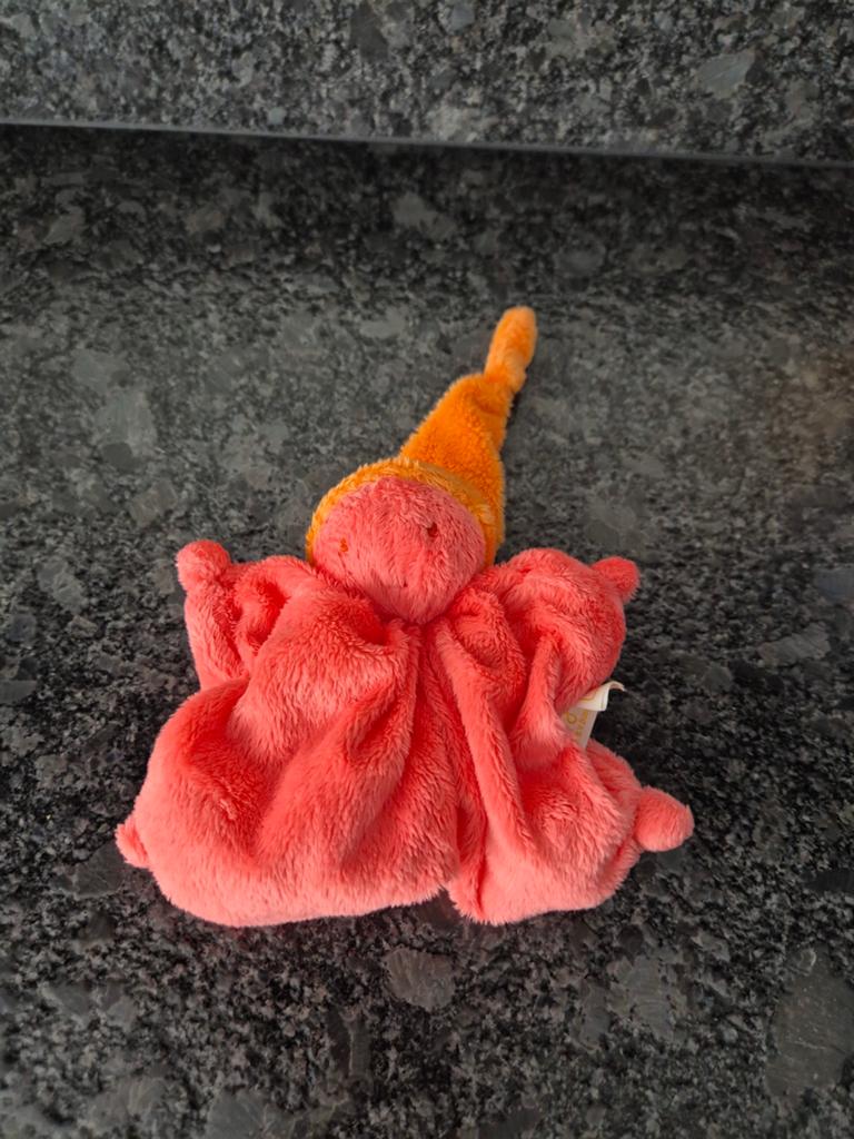 Difrax - Knuffeldoekje/ popje oranje roze, Ophalen of Verzenden, Overige typen