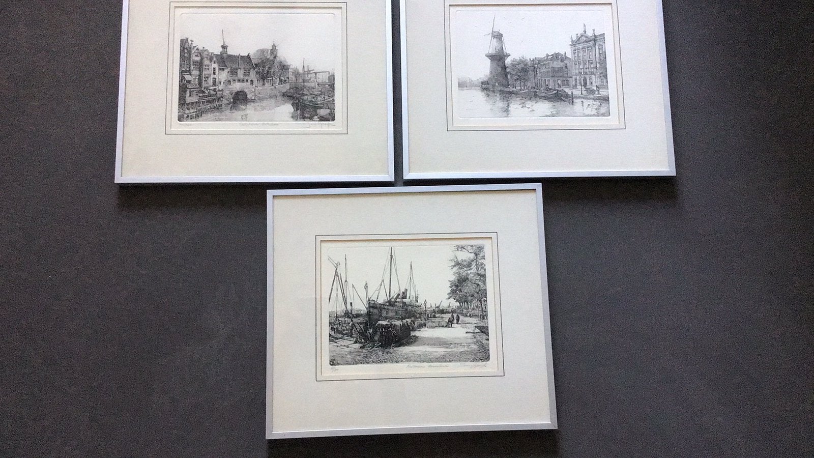 3 etsen met Rotterdam als thema, Antiek en Kunst, 1800 - 1899, Ets, Stadsgezicht, Ophalen of Verzenden