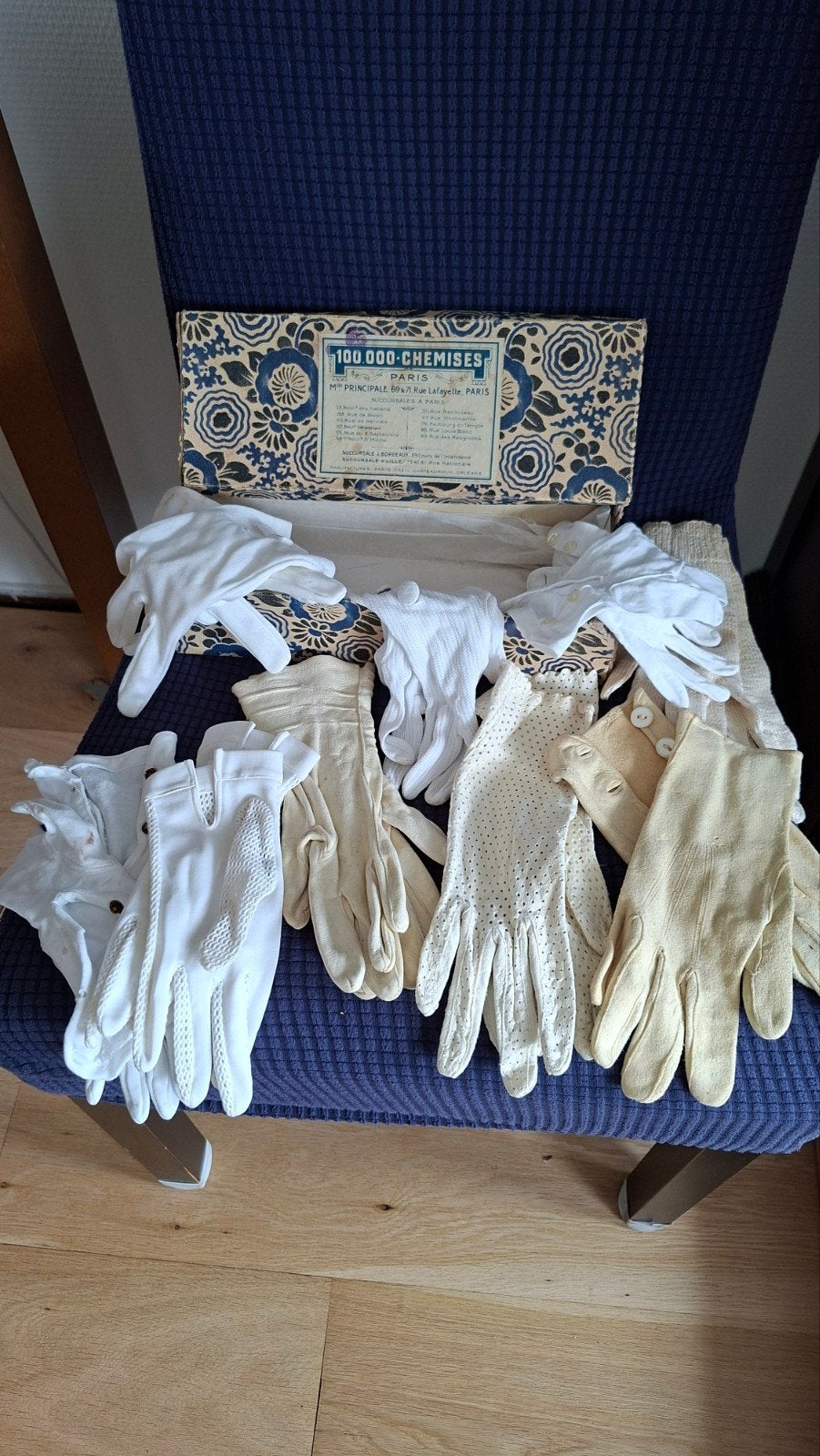 Antieke Franse Dames Handschoenen in doos - Brocan, Ophalen of Verzenden