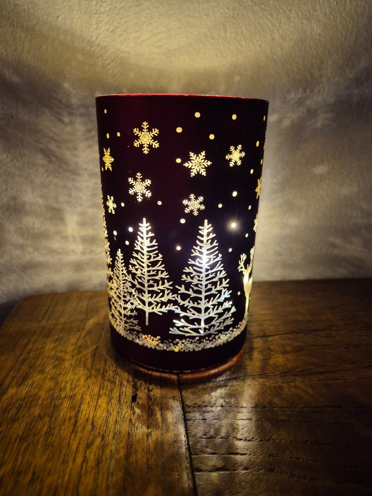 Prachtige Rode kerstlamp / windlicht met LED-verlichting, Ophalen of Verzenden