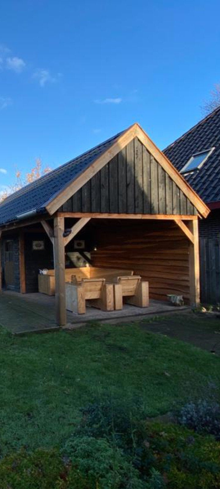 Tuinset steigerhout, Tuin en Terras, Tuinhuizen, Gebruikt, Ophalen of Verzenden