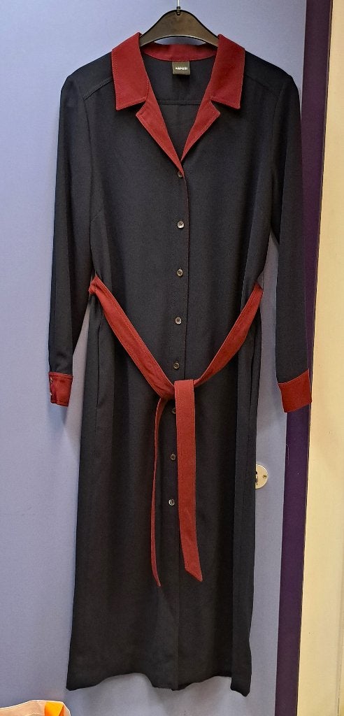 Aspesi midi jurk als nieuw donkerblauw roestbruin 38 M 47491, Kleding | Dames, Jurken, Maat 38/40 (M), Aspesi, Aspesi, Blauw