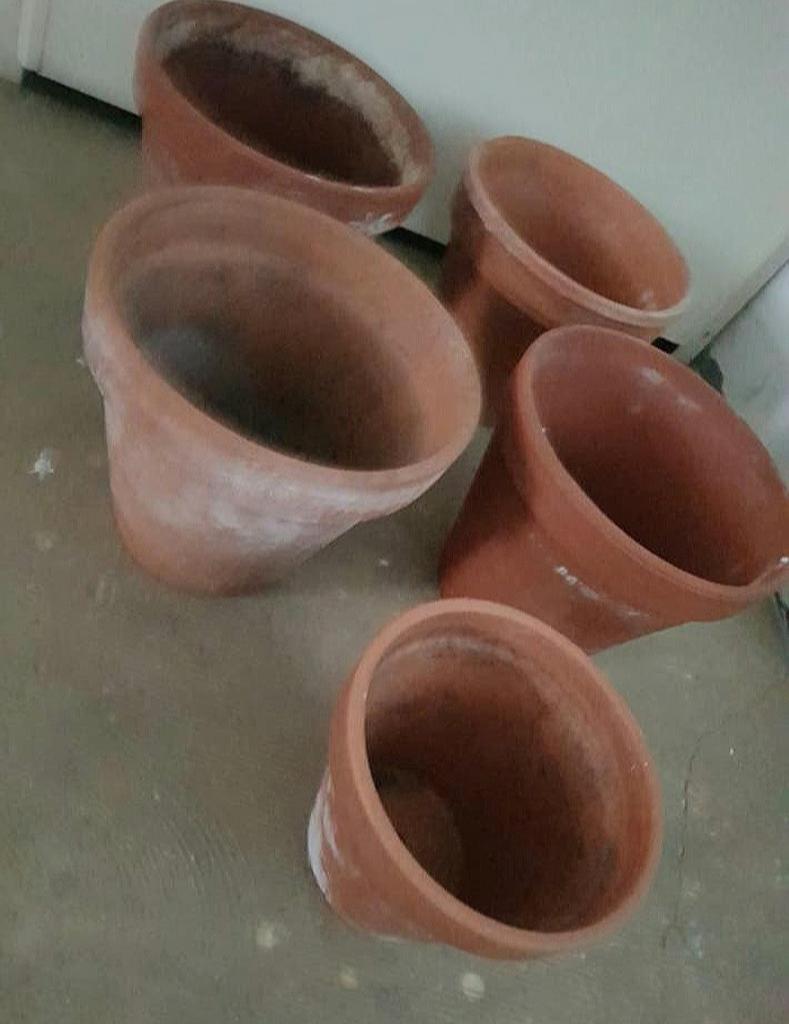 5 Bloem plant potten terracotta aardewerk gebruikt, Tuin en Terras, Bloempotten, Ophalen, Gebruikt, Rond, Balkon