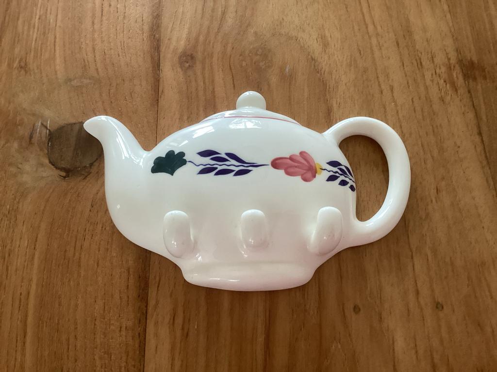 Boerenbont theepot handdoekenrekje - Nostalgisch design, Gebruikt, Meerkleurig, Ophalen of Verzenden, Landelijk