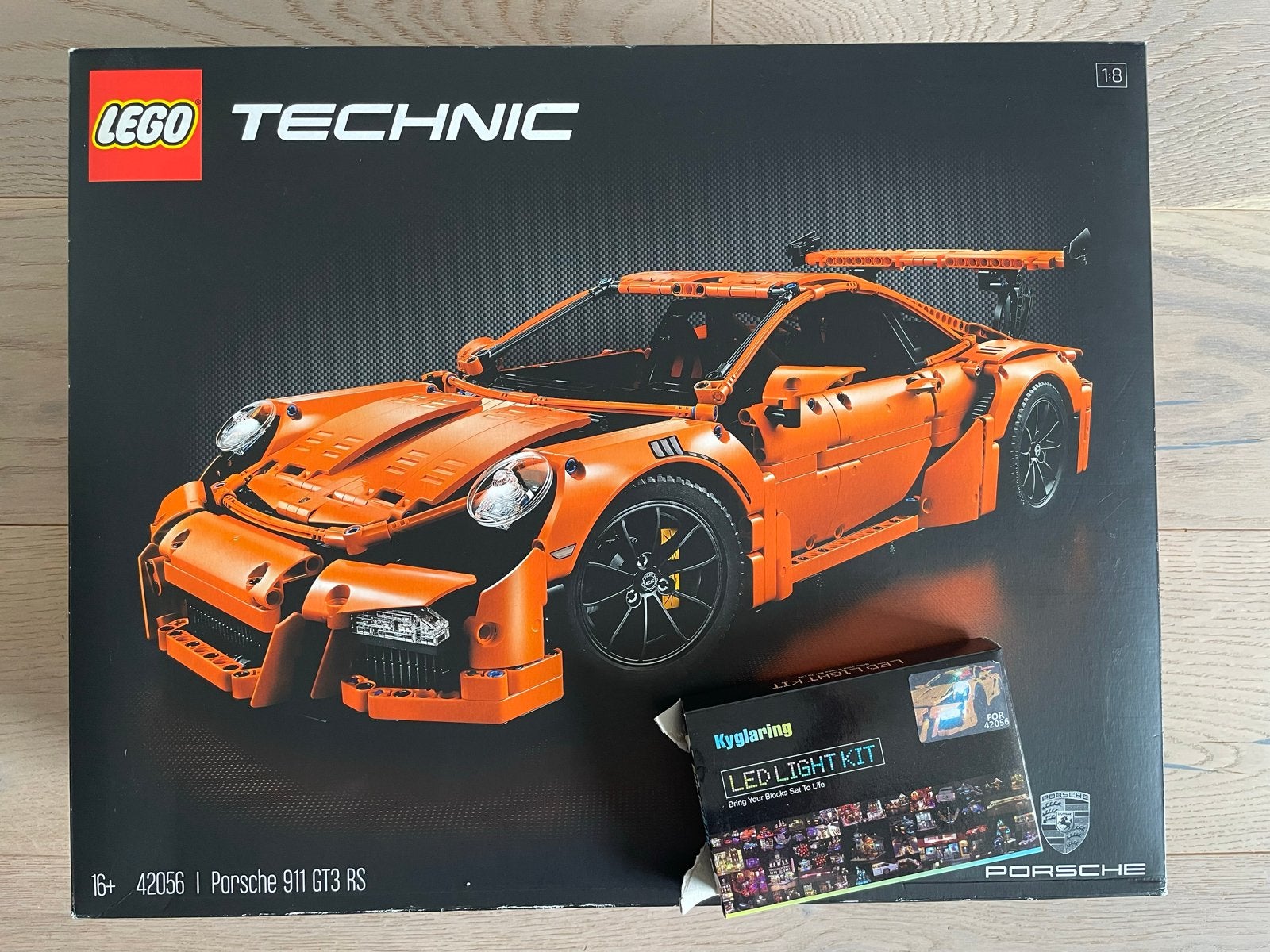Lego Technic 42056 Porsche 911 GT3 RS met Kyglaring LED, Ophalen of Verzenden, Zo goed als nieuw