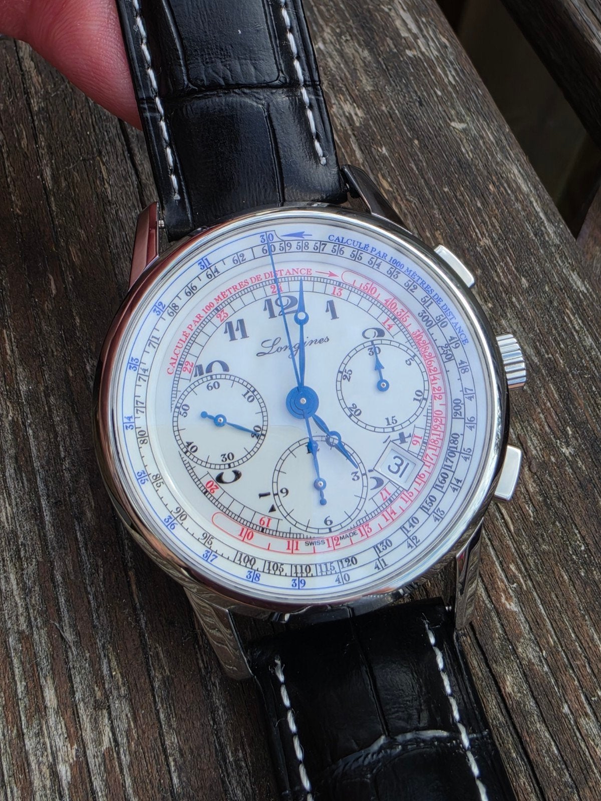 Longines heritage chronograph nieuwstaat ongedragen, Sieraden, Tassen en Uiterlijk, Horloges | Heren, Overige merken, Leer, Staal