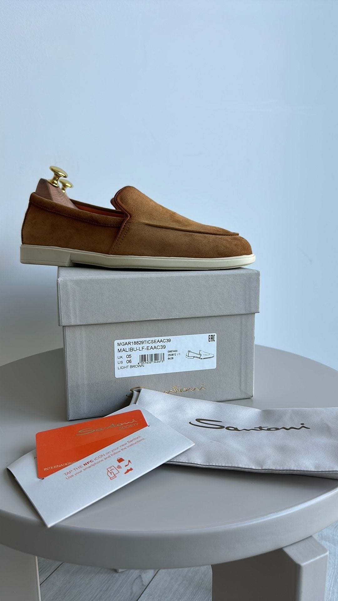 Nieuwe SANTONİ Malibu Loafer Light Brown, Maat 5 (UK), Ophalen of Verzenden, Nieuw, Overige kleuren, Loafers