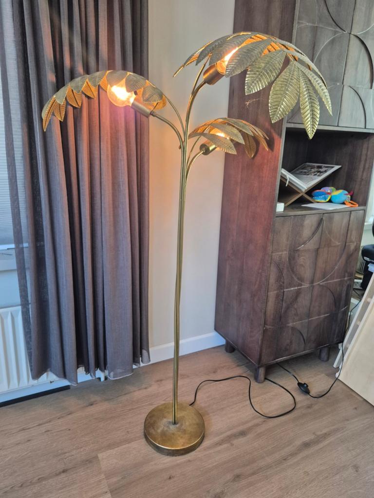 Vloerlamp Palmboom By-Boo - Goudkleurig Design, Ophalen, 100 tot 150 cm, Metaal, Gebruikt