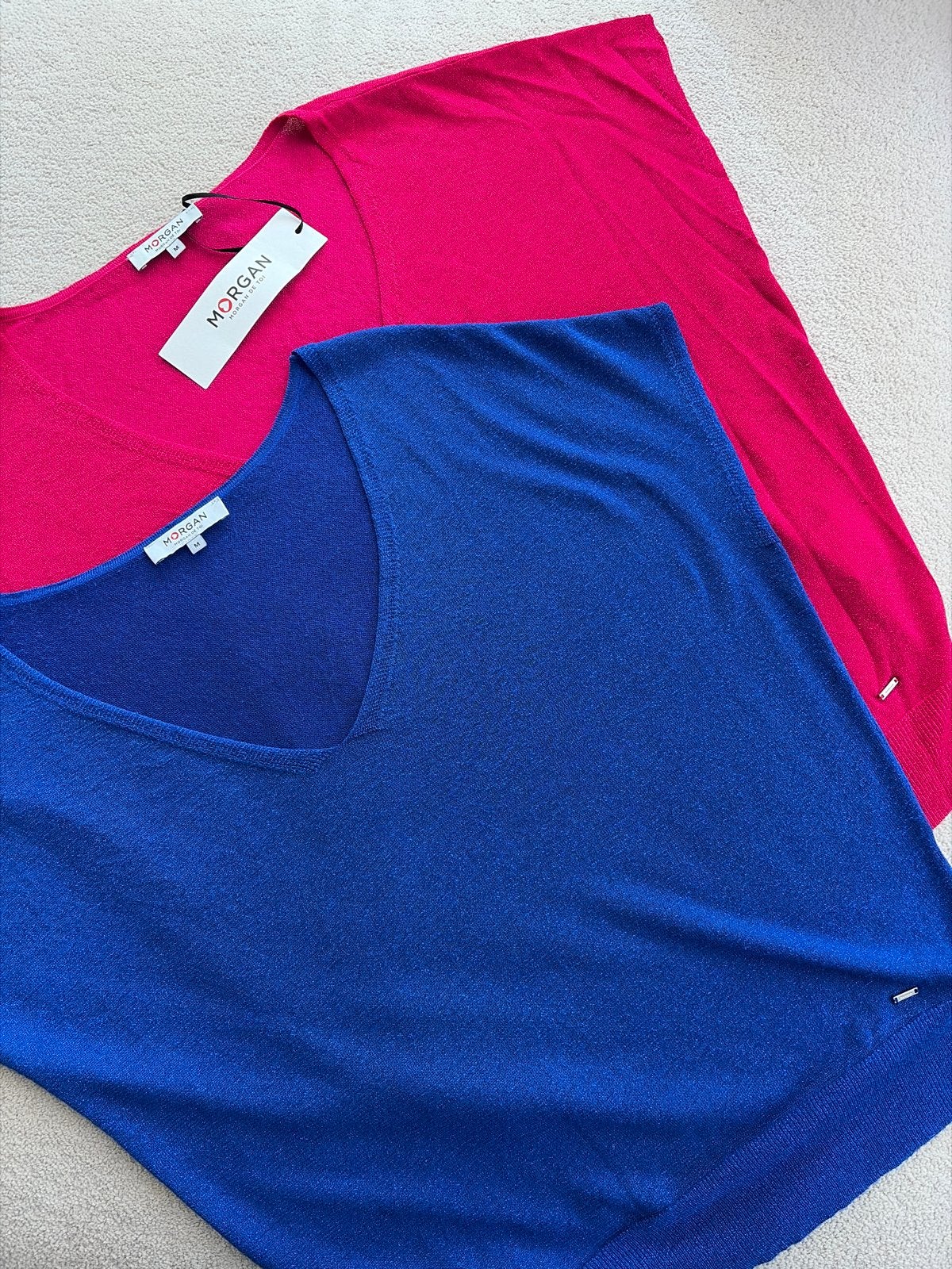 Morgan V-hals top set - Fuchsia & Kobaltblauw, Kleding | Dames, Verzenden, Nieuw, Maat 38/40 (M), Roze