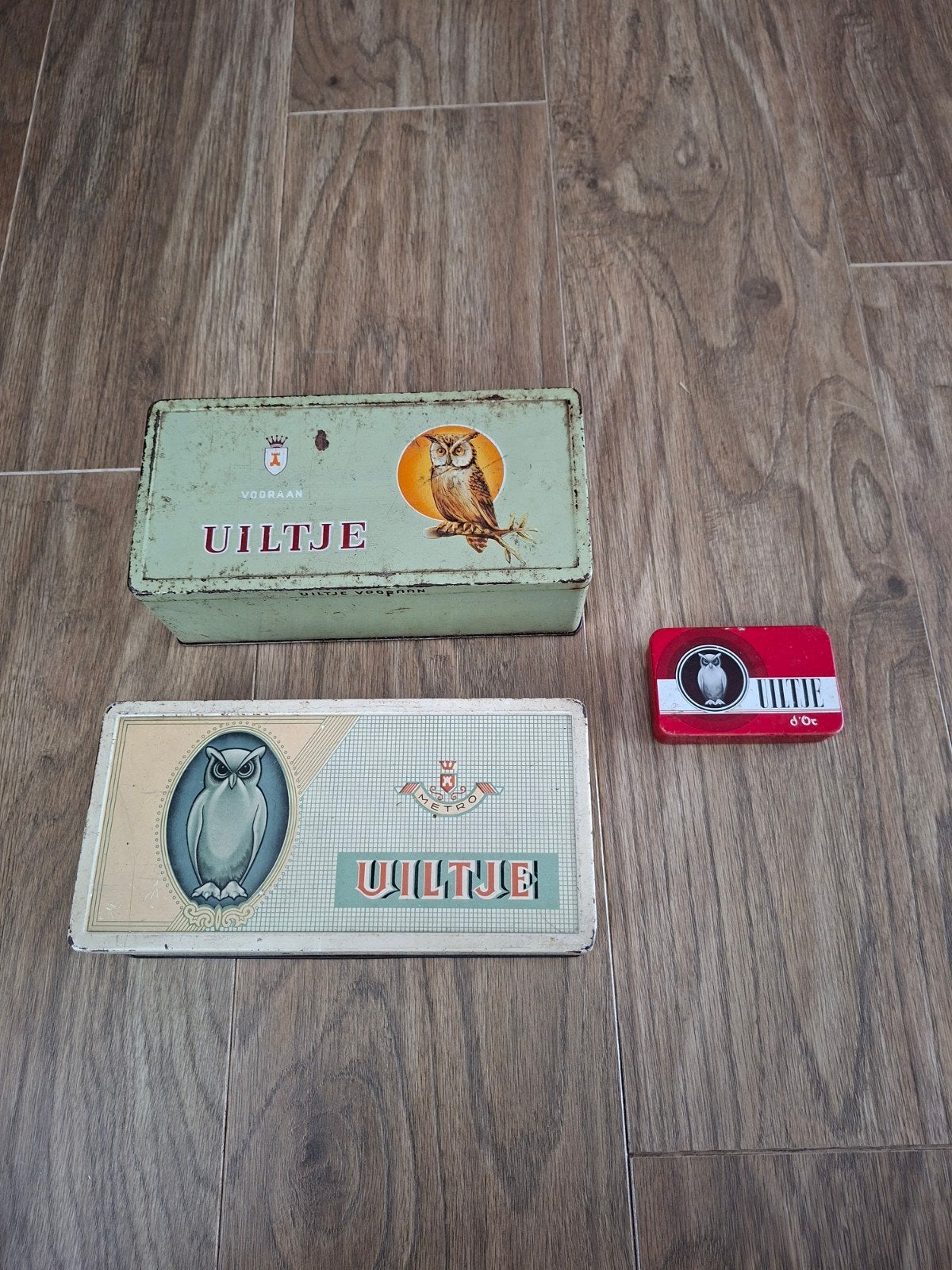 Vintage Uiltje blikken - set van 3, Verzamelen, Blikken, Ophalen of Verzenden