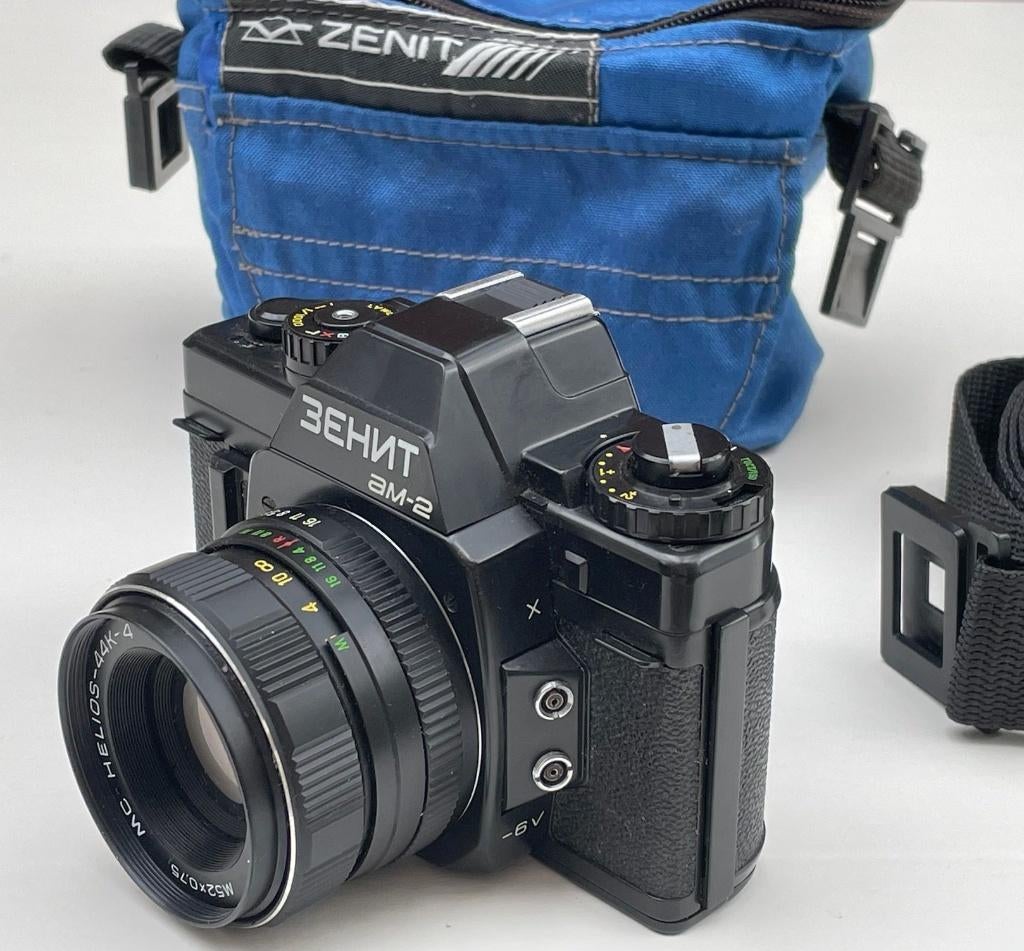 Zenit AM-2 en Helios-44K-4 (+ E-mount adapter e.a.) lezen !, Ophalen of Verzenden, Compact, Overige Merken