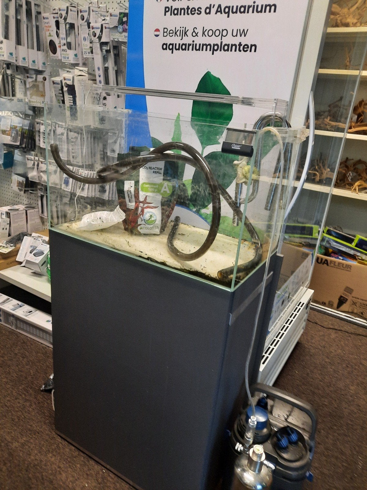 Oase Scaperline 60 Compleet direct met Co2 Fles en Extern Fi, Oase, Ophalen of Verzenden, Zo goed als nieuw, Leeg aquarium