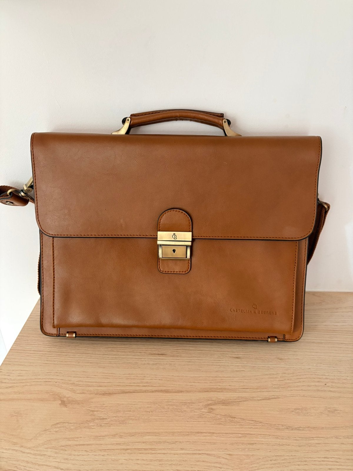 Castelijn & Beerens lederen laptoptas/ aktetas, Bruin, Aktetas of Boekentas, Ophalen of Verzenden, Zo goed als nieuw