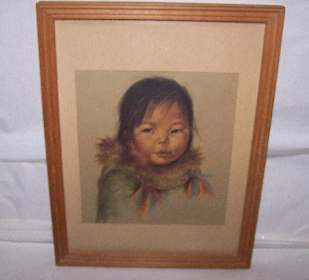 Prachtige Inuit tekening van Dorothy Francis. Izgs. 33x25cm., Antiek en Kunst, Ophalen of Verzenden
