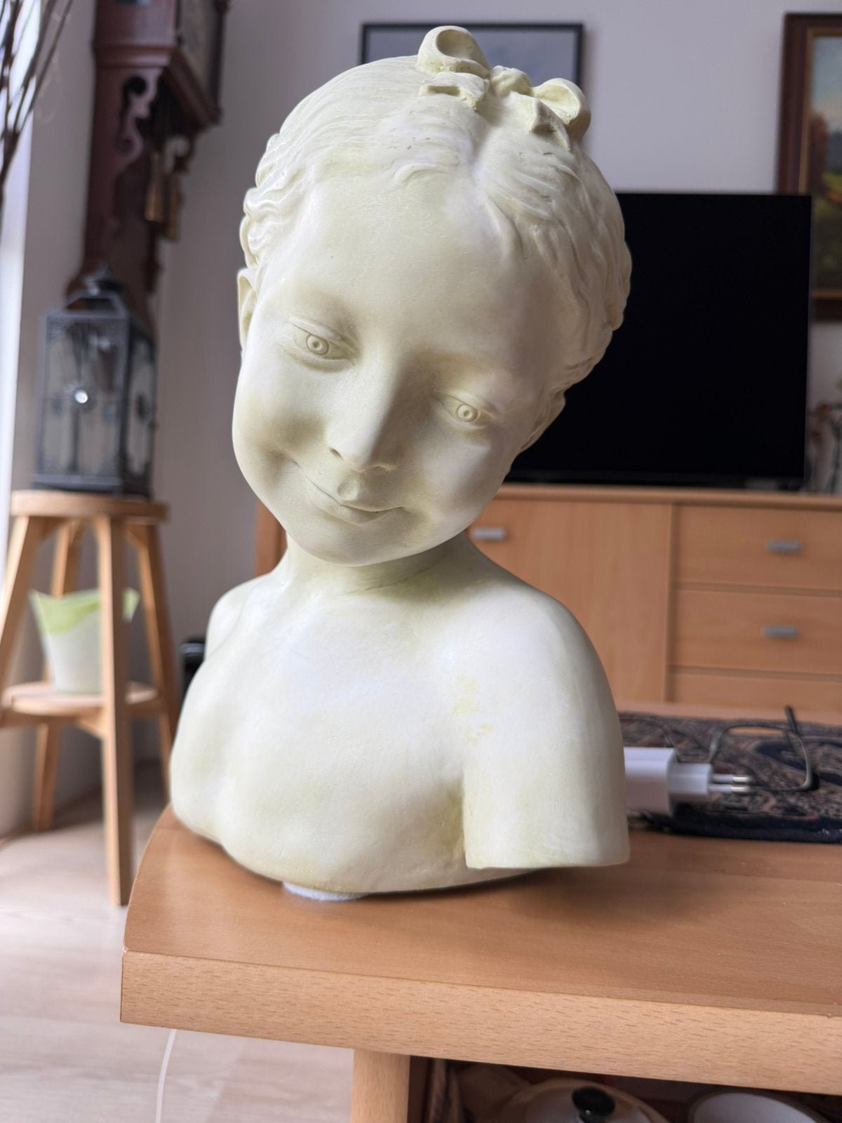 STENEN BUSTE HELEMAAL GAAF uit erfenis, Antiek en Kunst, Buste, Ophalen of Verzenden, Handgemaakt, Overige stijlen