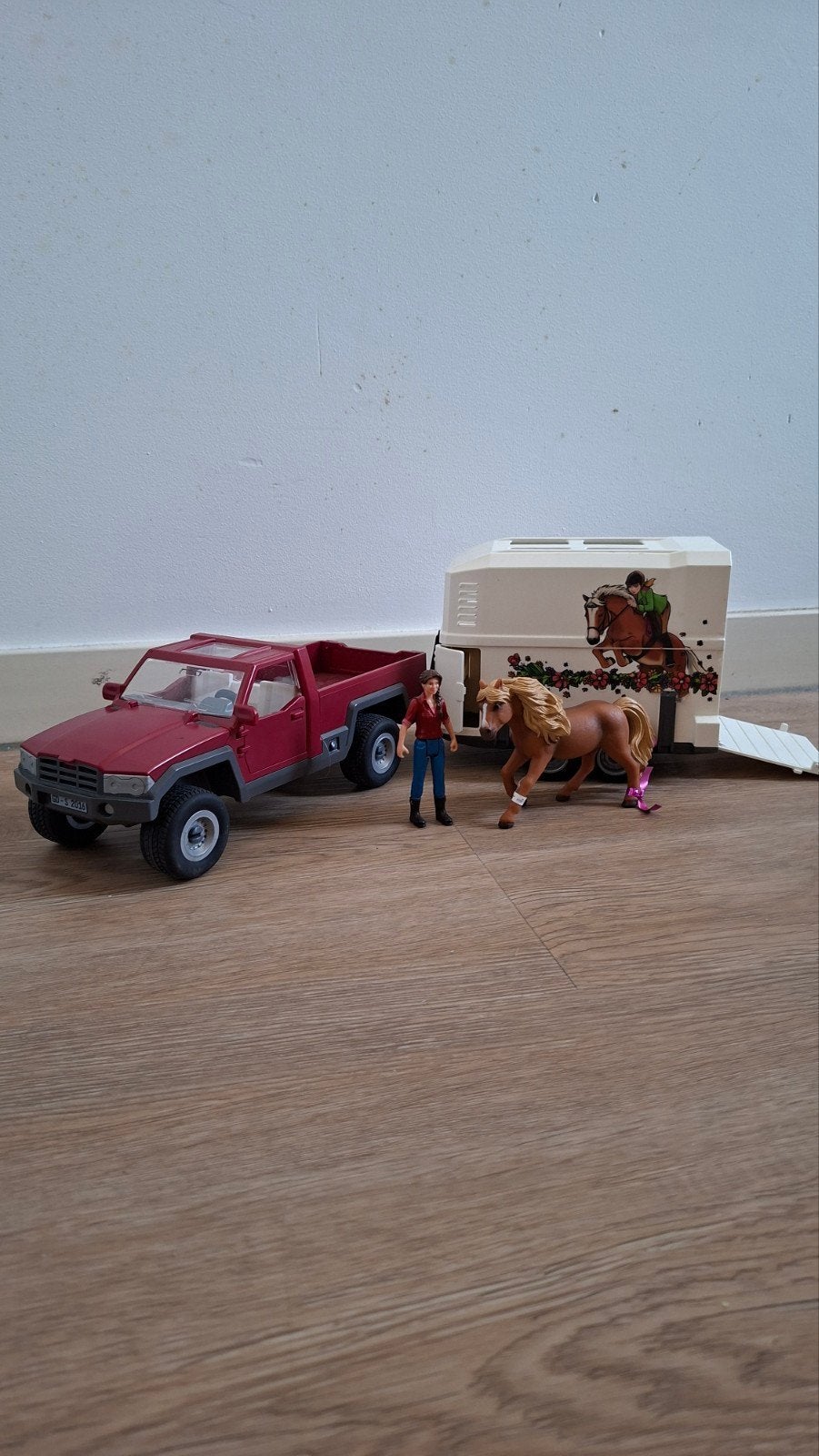 Schleich pick-up met paardentrailer, Ophalen of Verzenden, Gebruikt, Paard, Beeldje of Figuurtje