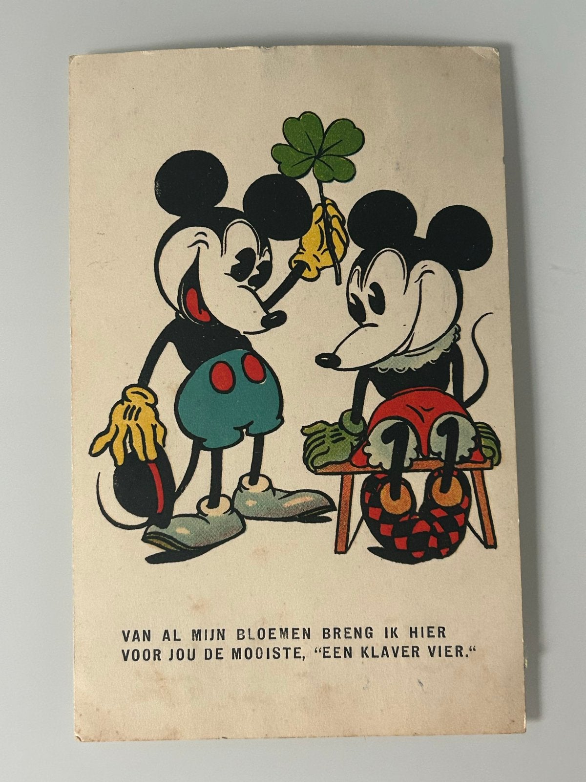 Oude Mickey Mouse kaart / Steamboat Willy 1e druk 1931, Verzamelen, Ophalen of Verzenden, Mickey Mouse, Gebruikt, Papier, Kaart of Schrift