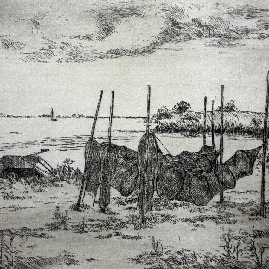 Piet de Vries (1932-2003) - Vier etsen, Antiek en Kunst, Ophalen of Verzenden, Landschap, Ets, Gesigneerd
