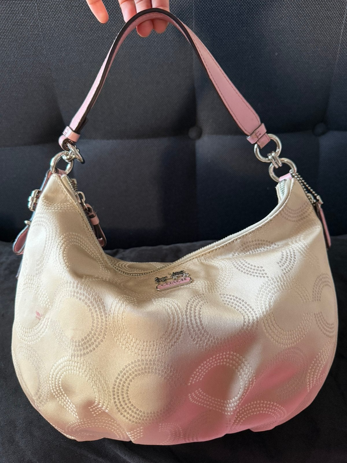Coach Tas, Ophalen of Verzenden, Gebruikt, Beige, Schoudertasje