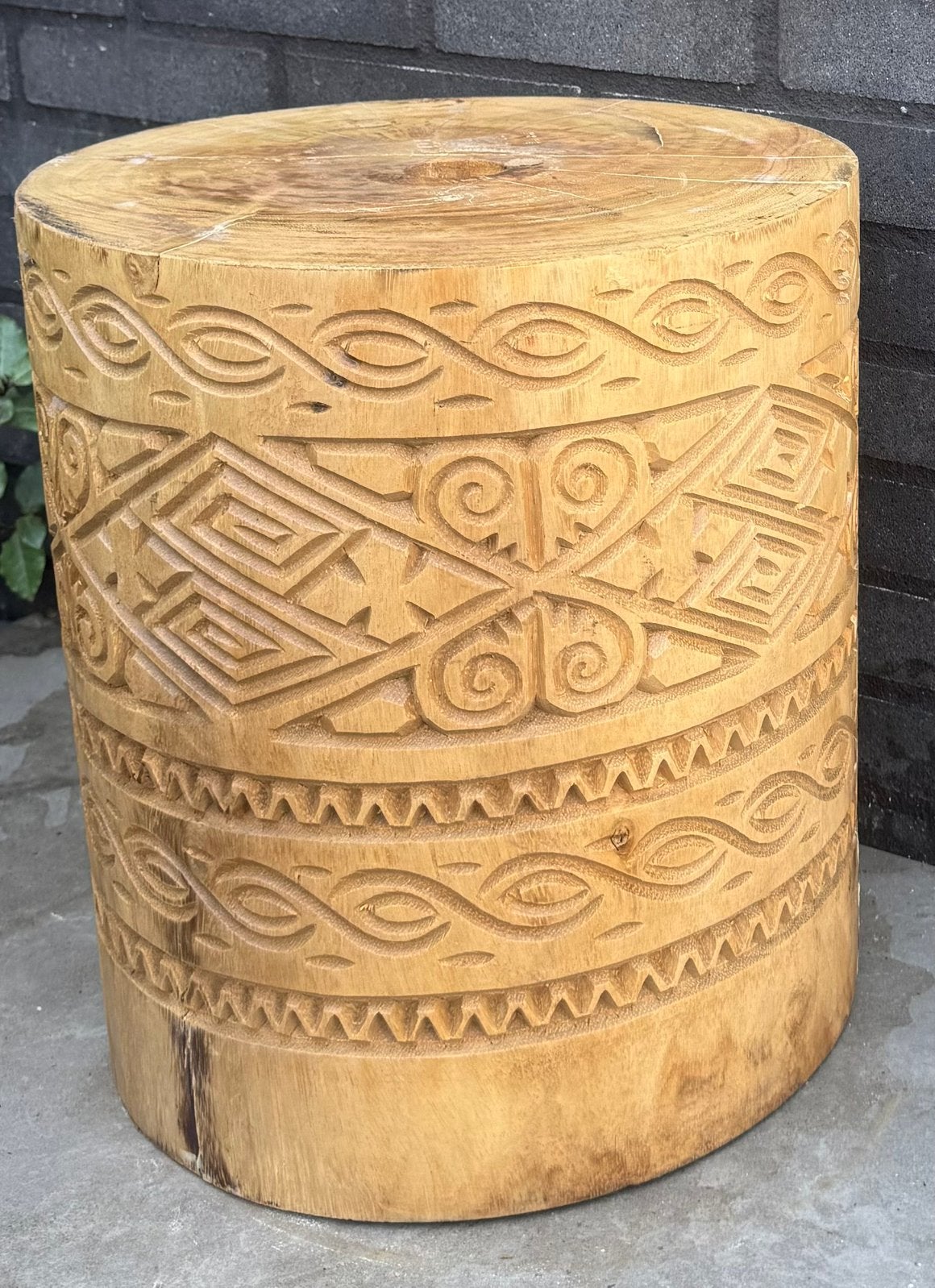 Houten bali boho Indonesisch ainsa sklum parasol voet rond, Tuin en Terras, Ophalen, Zo goed als nieuw, Minder dan 1 meter, Parasolvoet