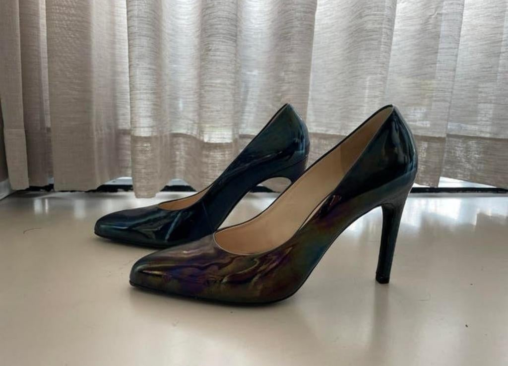Hogl pumps met hoge hak, blauw parelmoer, maat 38,5 / 39, Ophalen