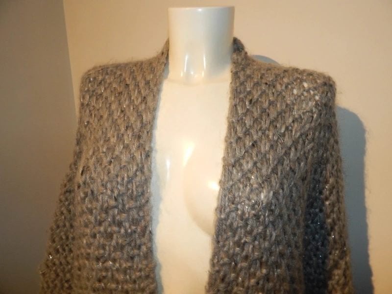 Kiro By Kim lang gebreid vest lurex draad baggy wol One Size, Verzenden, Maat 46/48 (XL) of groter, Zo goed als nieuw, Kiro by Kim