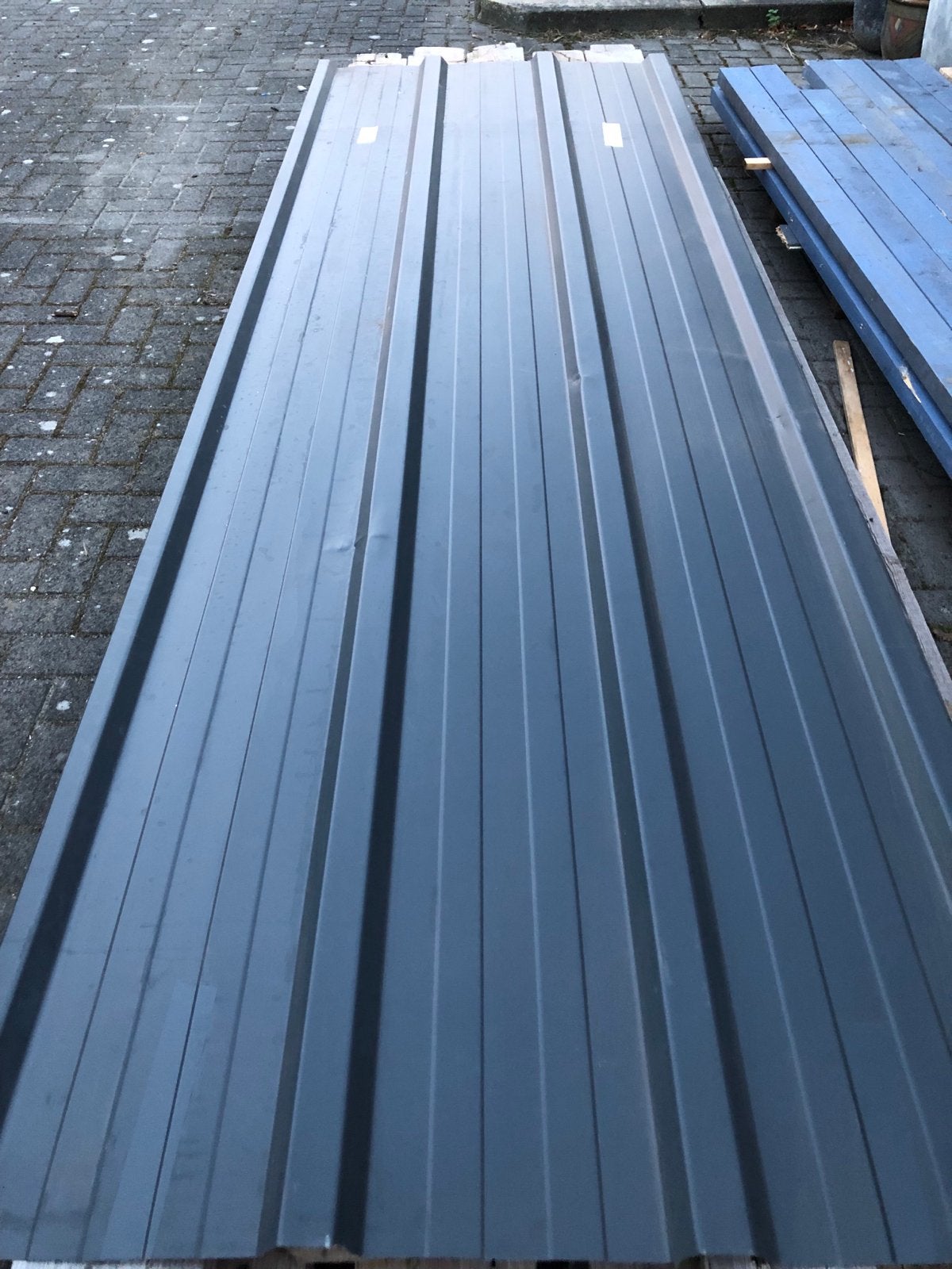 Grijze metalen dakplaten - Ideaal voor schuur of afdak, Gebruikt, Ophalen of Verzenden, 15 m² of meer, Golfplaat