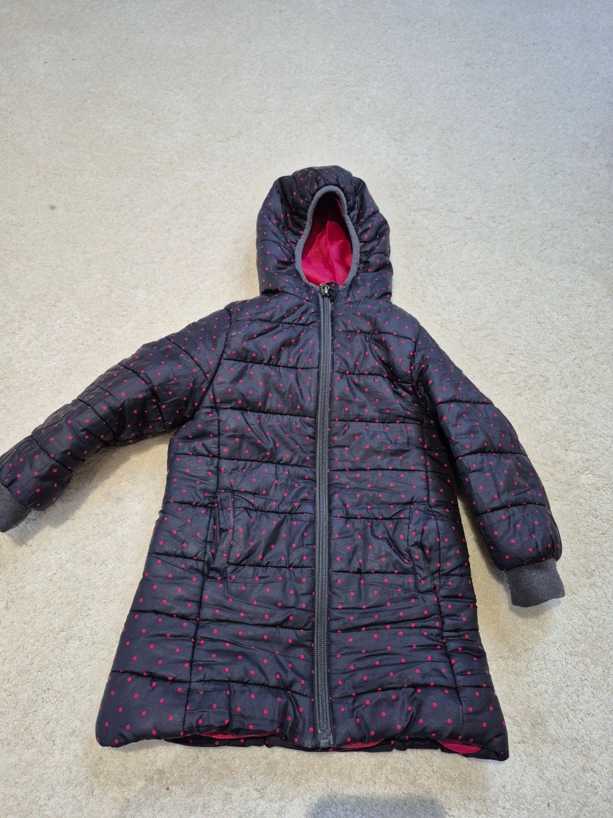 Hema winterjas maat 80, zwart met roze stippen, Ophalen of Verzenden, Zo goed als nieuw, Hema, Meisje