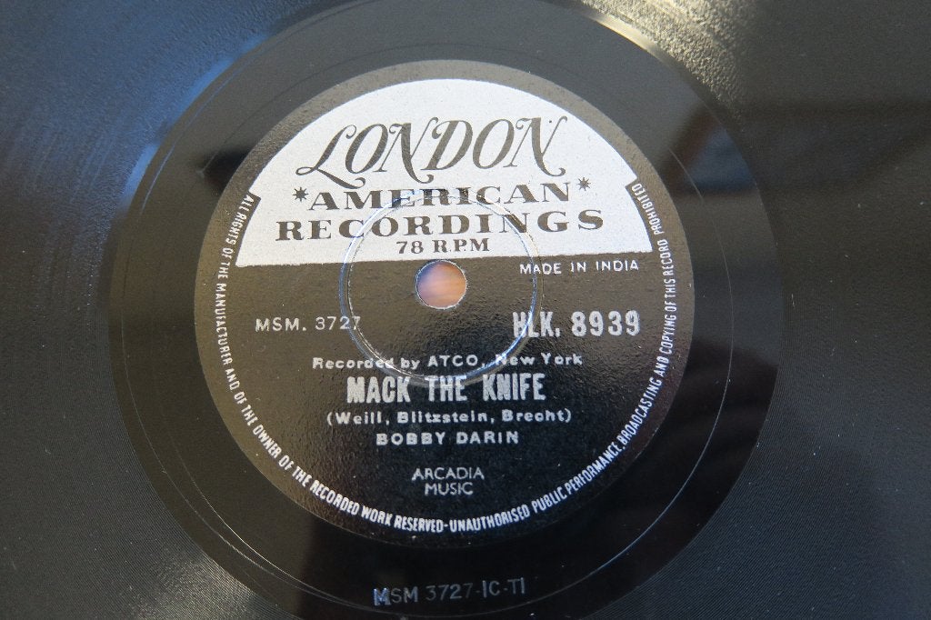Bobby Darin Mack the knife 78 toeren 78rpm jukebox wurlitzer, Ophalen of Verzenden, Voor 1960, Gebruikt, 10 inch