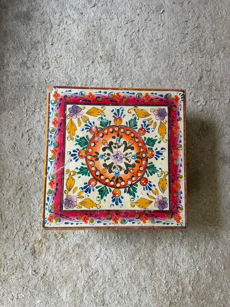Vintage Houten Indiaas Theetafeltje - Vrolijk Gekleurd, Ophalen