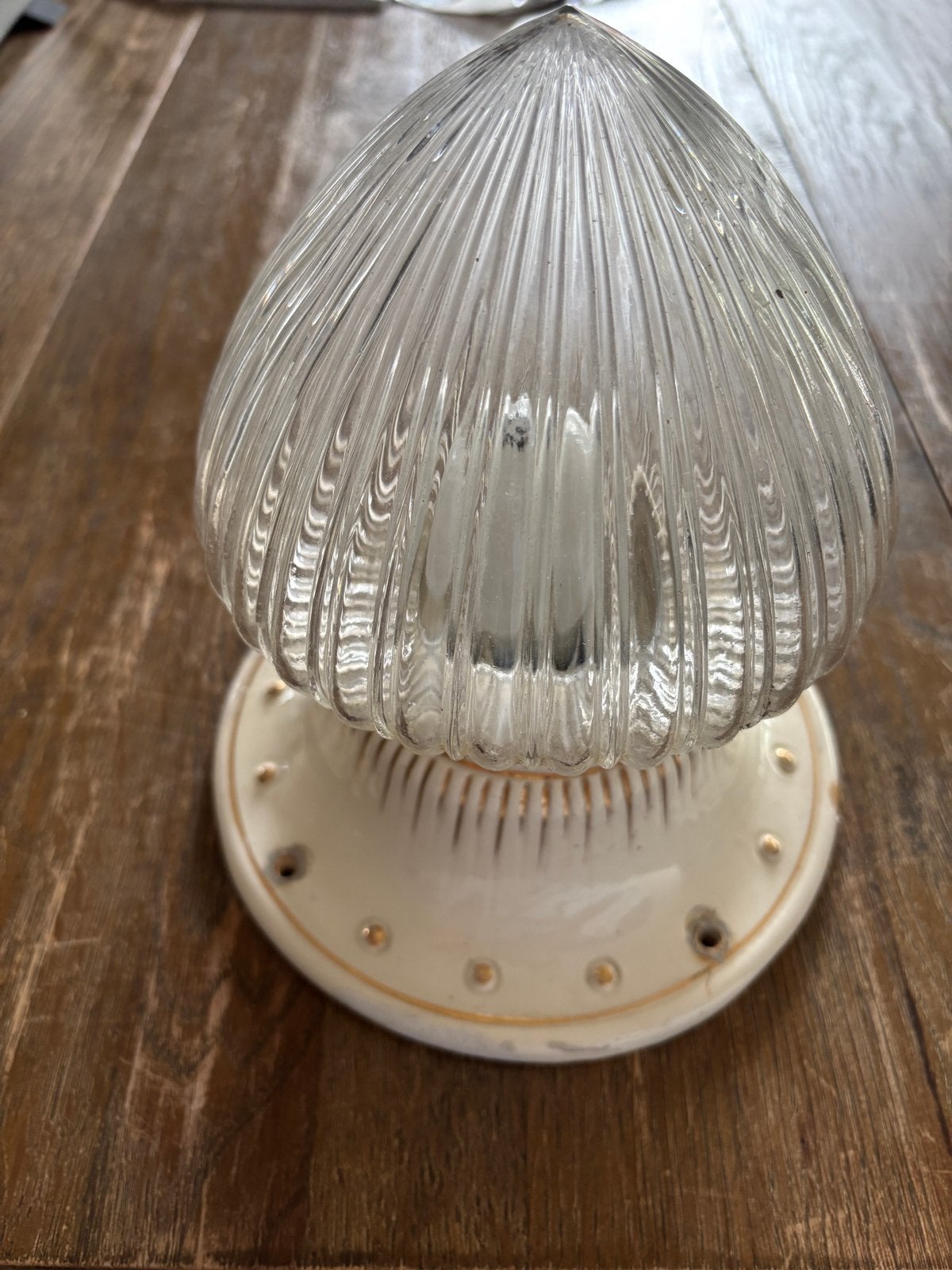 Art Deco Plafondlamp / Muurlamp met Geribbeld Glas, Ophalen of Verzenden