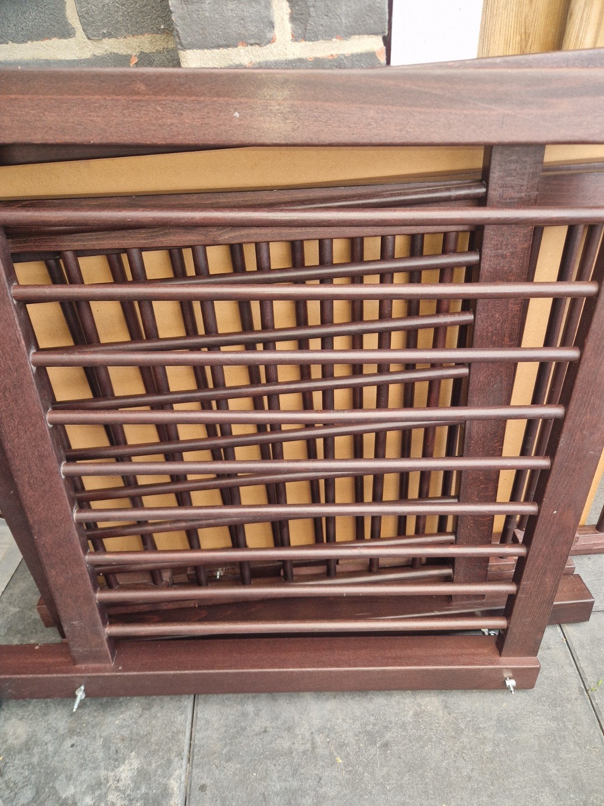 Babybox met boxmatras eiken bruin hout, Ophalen of Verzenden, Gebruikt, Vierkant, In hoogte verstelbaar