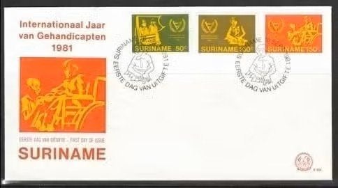 Suriname 1981 - FDC E54 - Jaar van de Gehandicapten, Ophalen of Verzenden